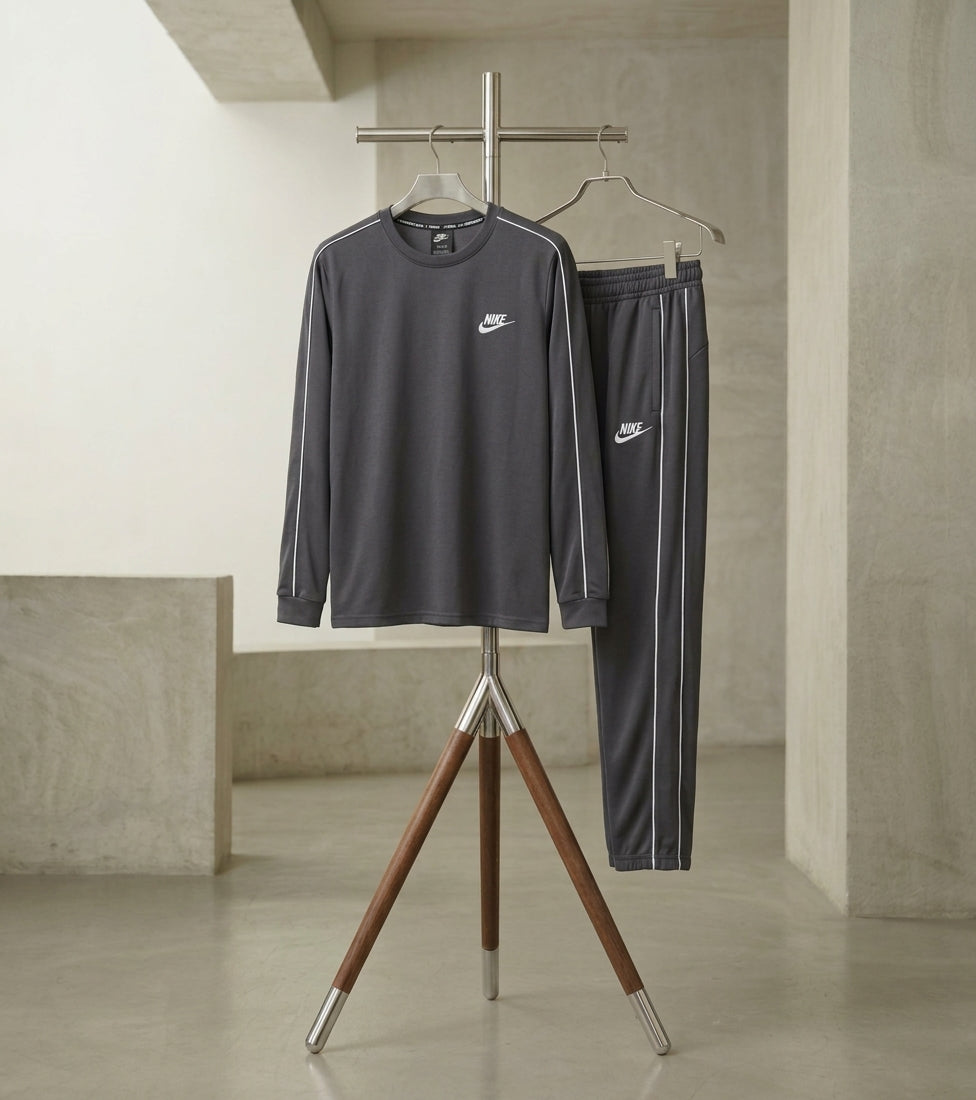 Men's Premium Dual-Stripe Tracksuit Set (Long Sleeve Tee + Trouser)